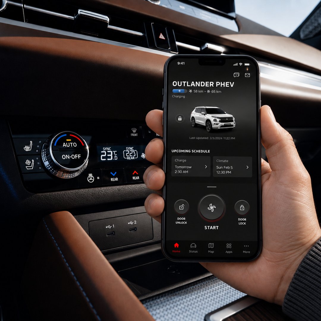 Mitsubishi Outlander PHEV 25 rokov - ovládanie klimatizácie pomocou mobilnej aplikácie